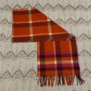 Vibrant Plaid Cashmere Scarf with Fringe Hand Tailored In Germany 100% Cashmere
